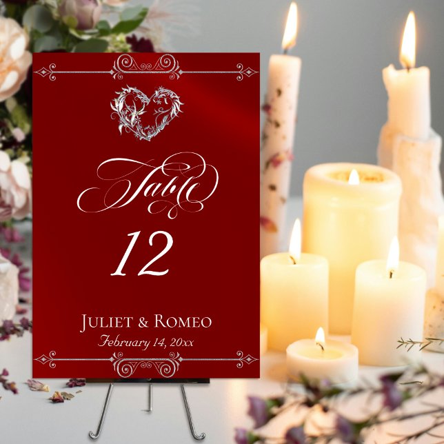 Caligrafía y Corazón de Plata - Número de Mesa Roj (Subido por el creador)