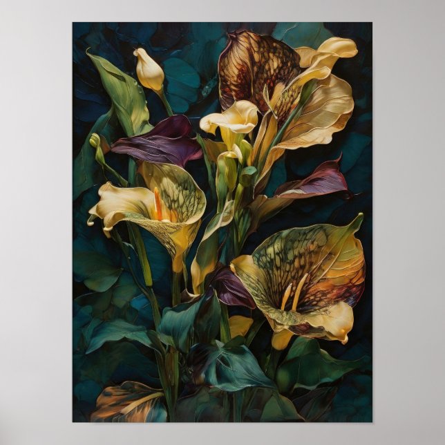 Calla lilies - poster de arte digital de flores (Frente)