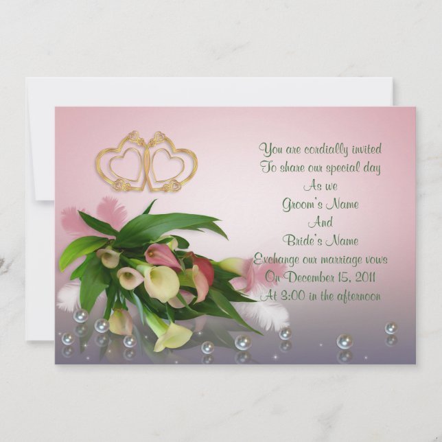 Calla lilies Wedding Invitación elegante (Anverso)