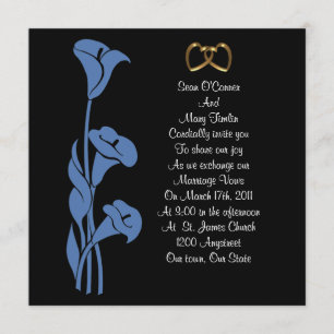 Calla Lily Blue en invitación negra