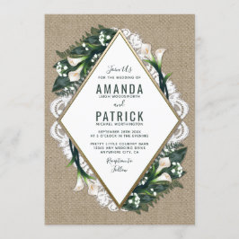 Calla Lily Burlap y Invitaciones a la Boda de Lace