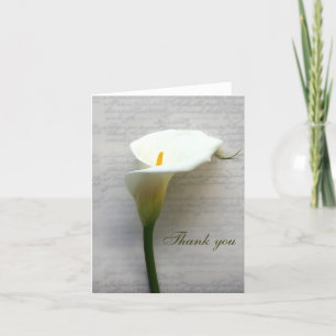 calla lily en la antigua tarjeta de agradecimiento