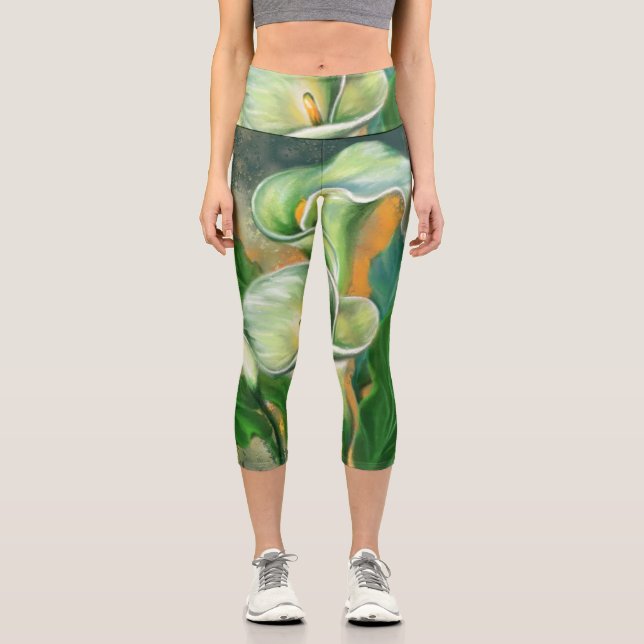 Calla Lily Flowers Capri Leggings (Anverso)