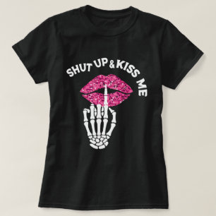 "Cállate y Bésame Labios de Esqueleto Camiseta Div