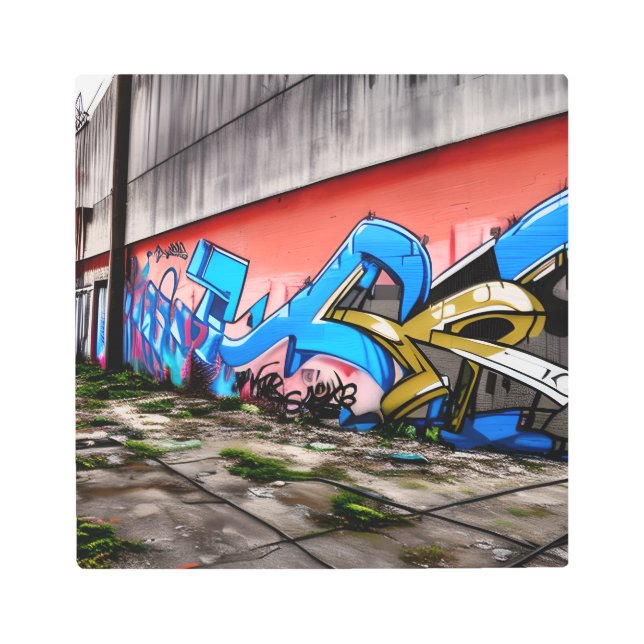 Calle abandonada con arte callejero de graffiti (Anverso)