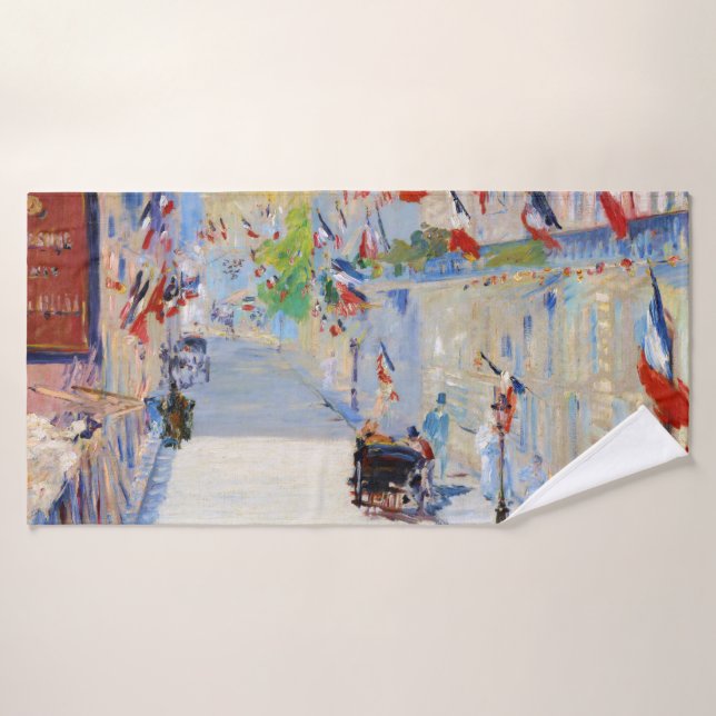 Calle con banderas francesas, Manet (Toalla de baño)