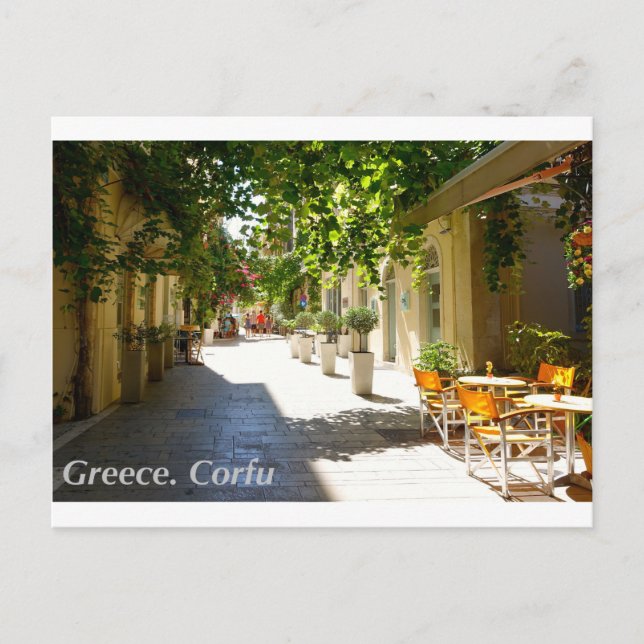 Calle Corfú de Grecia, postal (Anverso)