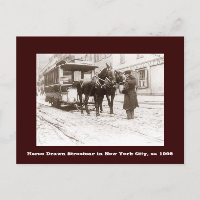 Calle de caballos dibujada en la postal de Nueva Y (Anverso)