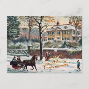 Calle de invierno vintage Feliz Navidad