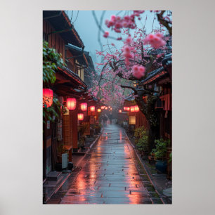 Calle de Kyoto al Anochecer – Arte Japonés de Lint