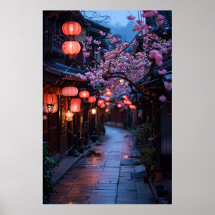 Calle de Kyoto al Anochecer – Arte Japonés de Lint