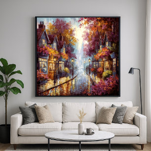 Calle de Otoño Serene - Arte de Ciudad Painterly