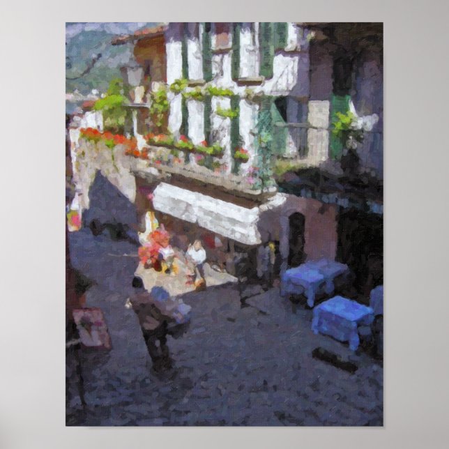 Calle en Bellagio, Lago de Como Póster (Frente)