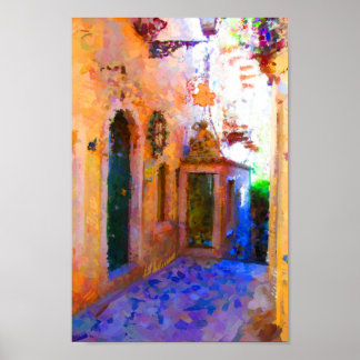 Calle estrecha de Taormina Italia arte morado amar