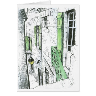 Calle estrecha en el Mont St. Michel