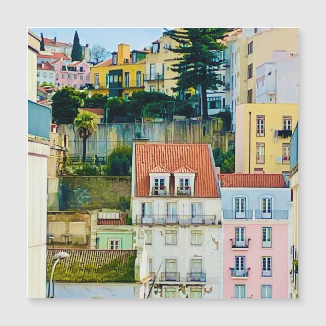 Calle, Lisboa Portugal Europa, imán de viajes (Anverso)