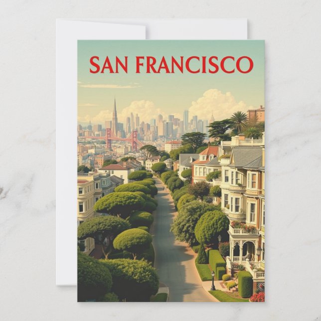 Calle Lombard, San Francisco | Tarjeta retro vinta (Anverso)