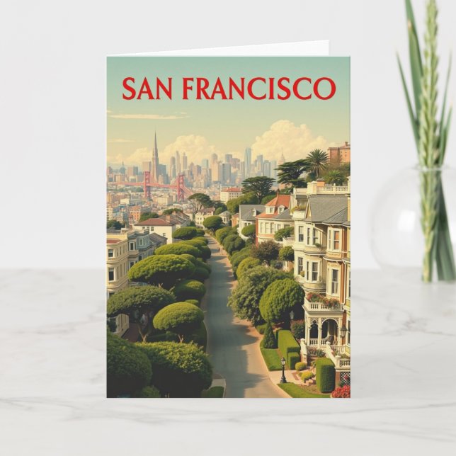 Calle Lombard, San Francisco | Tarjeta retro vinta (Anverso)