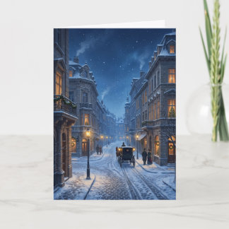 Calle nevada en víspera de Navidad en la Viena vic