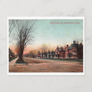 Calle Principal, Kalamazoo, Michigan 1908 Tarjeta