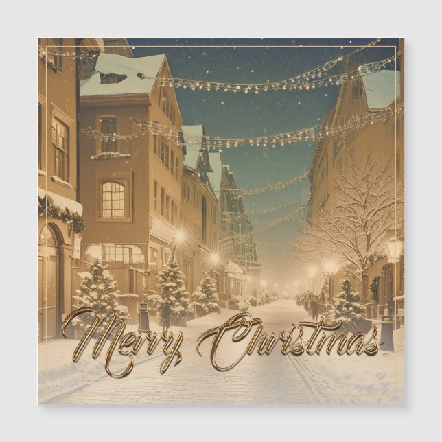 Calles de Navidades cubiertas de nieve en el centr (Anverso)