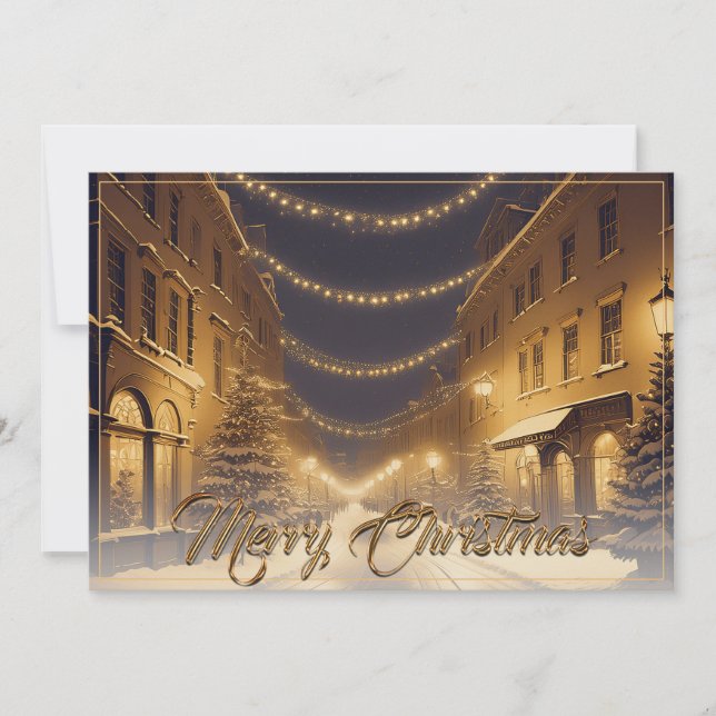 Calles de Navidades cubiertas de nieve en el centr (Anverso)