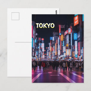 Calles de Tokio en postal nocturno