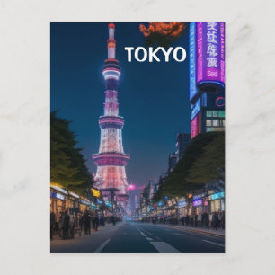 Calles de Tokio por la Noche Tarjeta Postal