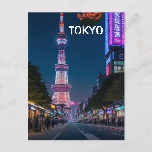 Calles de Tokio por la Noche Tarjeta Postal (Anverso)