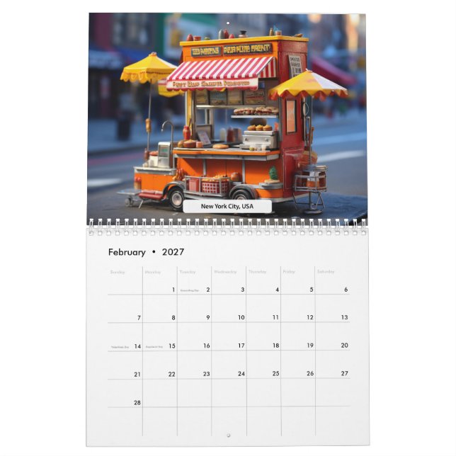 Calles mundiales en calendario miniaturizado (Feb 2027)
