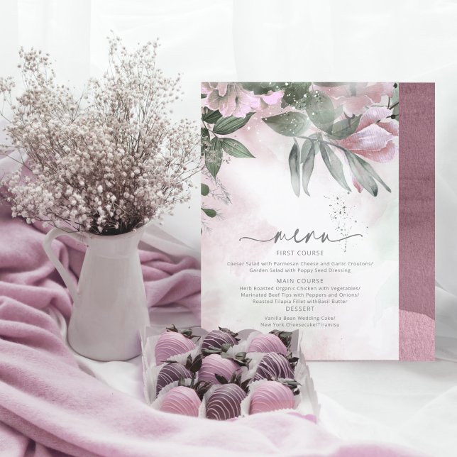 Calligrafía Boda Floral Menú Mauve ID771 (Subido por el creador)