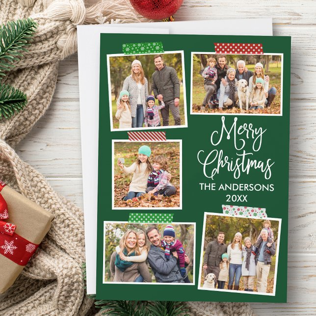 Calligrafía divertida Feliz Navidad Craft Green (Customize to add text to back of card.)