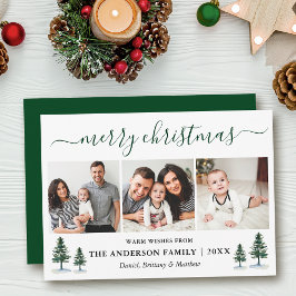 Calligrafía Feliz Navidad 3 Foto Pinos verdes