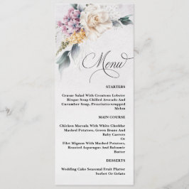 Calligrafía floral acuarela Menú Boda moderno