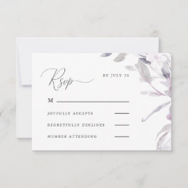 Calligrafía púrpura y turbia y rsvp floral