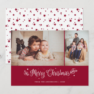 Calligrafía roja: tarjetas de fotos navideñas