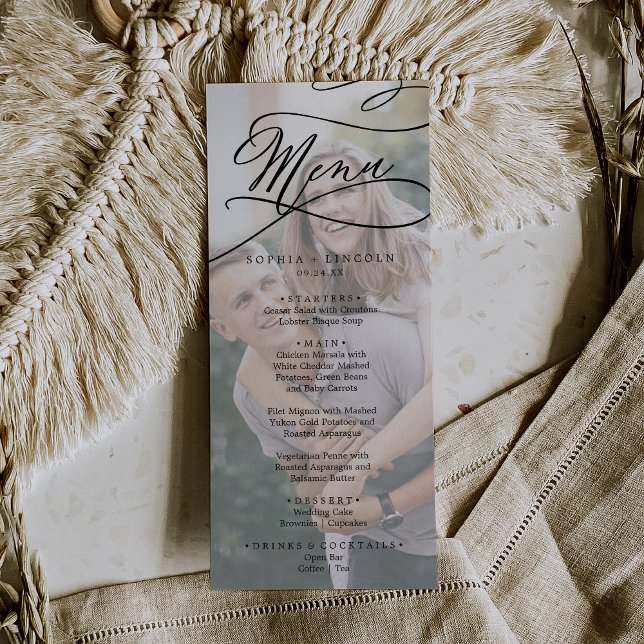 Calligrafía romántica Boda de fotografía menú de c (Subido por el creador)