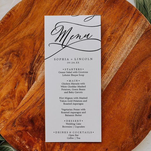Calligrafía romántica Boda menú de cena (Subido por el creador)