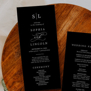 Calligrafía romántica Programa de la Boda Negra