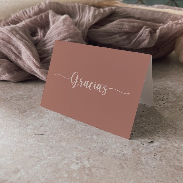 Calligrafía Terracotta Boda plegado tarjeta de agr (Subido por el creador)