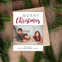 Calligrafía verde roja Feliz Navidad Fotografía fa