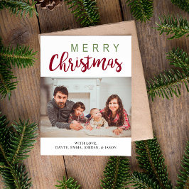 Calligrafía verde roja Feliz Navidad Fotografía fa