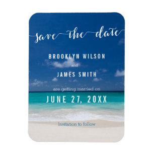 Calligraphy Beach Wedding Salvar Los imanes de fec