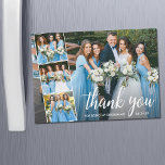 Calligraphy Bridesmaid Gracias Magnet Card<br><div class="desc">Moderna Elegante Caligrafía Script Boda 4 Collage de fotos Gracias Por Ser Mi Tarjeta Magnética De La Mujer De Novia</div>