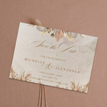 Calligraphy Fall Boho Wedding Guardar la tarjeta d