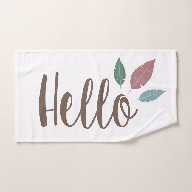 Calligraphy hello boho fethers (Toalla de mano)
