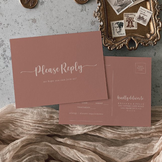 Calligraphy Terracotta Menú Elección RSVP (Subido por el creador)