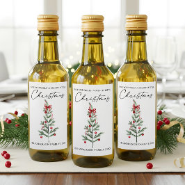 Calligraphy Watercolor Christmas Tree Red Bow Mini