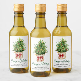 Calligraphy Watercolor Pine Red Bow Holiday Mini