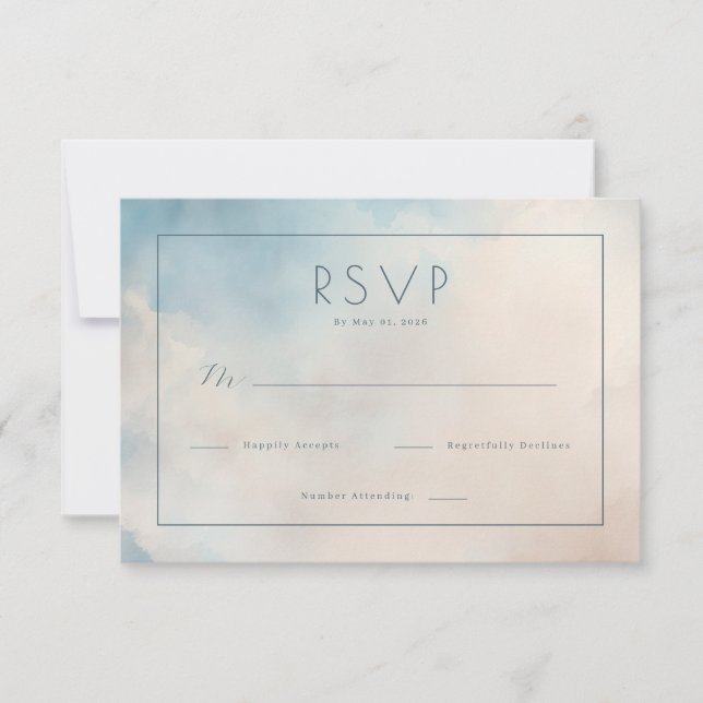 Calm Blue Watercolor RSVP (Anverso)